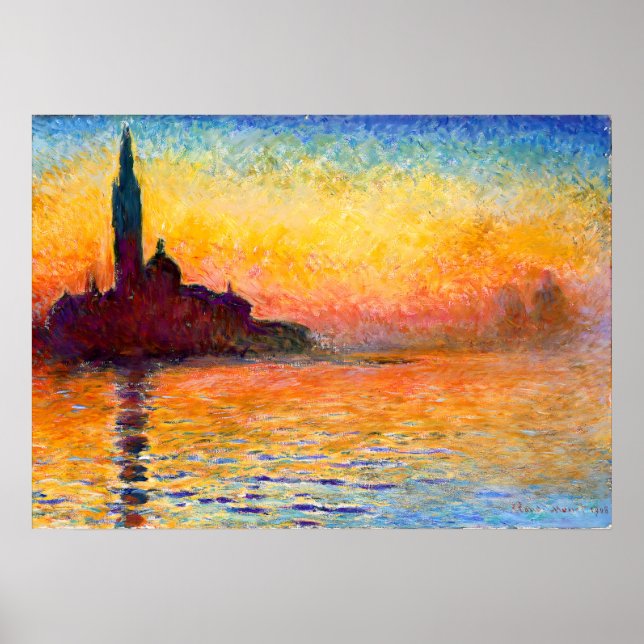Poster Claude Monet - Coucher de soleil à Venise (Devant)