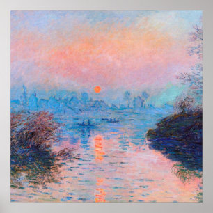 Poster Claude Monet - Coucher De Soleil Sur La Seine