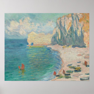 Poster Claude Monet - Etretat - La Plage et la Falaise