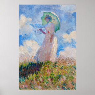 Poster Claude Monet - Femme à l'ombrellle tournée vers la