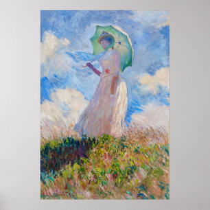 Poster Claude Monet - Femme avec Parasol face à gauche