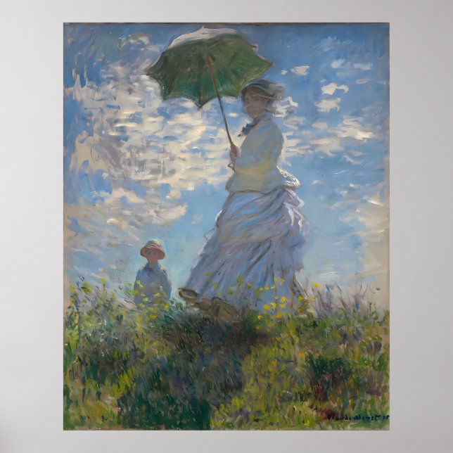Poster Claude Monet - Femme avec Parasol La Promenade (Devant)