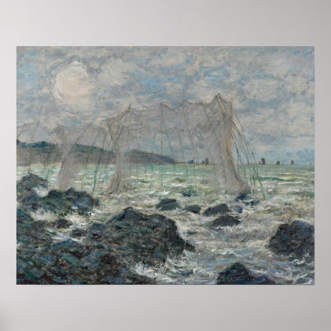 Poster Claude Monet - Filets de pêche à Pourville (Devant)