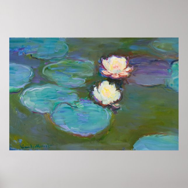 Poster Claude Monet Impressionniste L'Eau Lillies Nymphea (Devant)