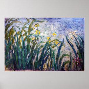 Poster Claude Monet - Iris jaunes et mauves