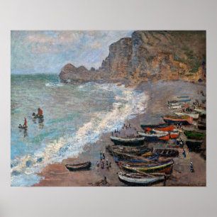 Poster Claude Monet - La plage d'Etretat