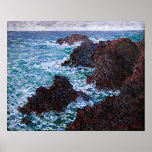 Poster Claude Monet - Les rochers de Belle-Ile, Côte sauv