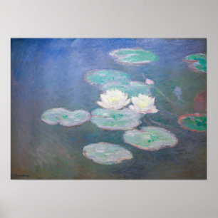 Poster Claude Monet - Lys à eau, effet du soir