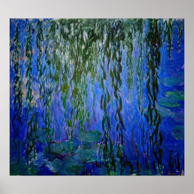 Poster Claude Monet - Lys d'eau avec saule plumant (Devant)
