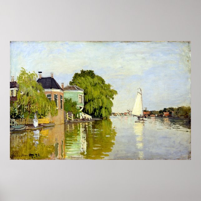 Poster Claude Monet Maisons sur l'Achterzaan (Devant)