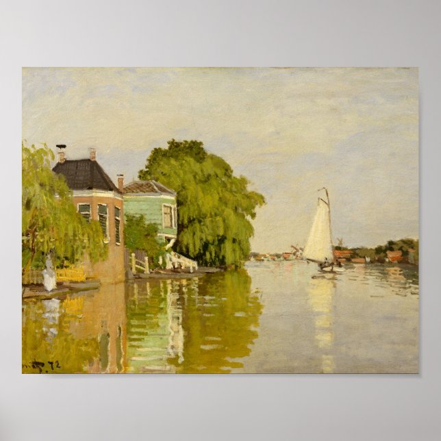 Poster Claude Monet - Maisons sur l'Achterzaan (Devant)