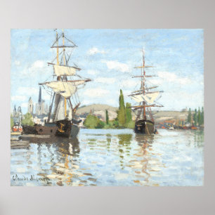 Poster Claude Monet. Navires à cheval sur la Seine à Roue
