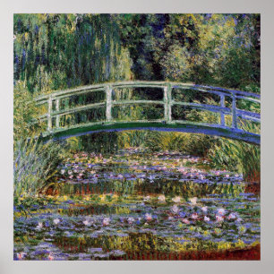 Poster Claude Monet, nénuphars, pont japonais, jardin,