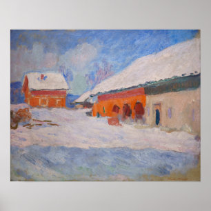 Poster Claude Monet - Norvège, Maisons Rouges à Bjornegaa