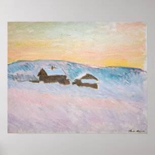 Poster Claude Monet - Paysage de Norvège, Maisons Bleues