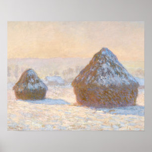 Poster Claude Monet - Piles à roues, Effet neige, Matin
