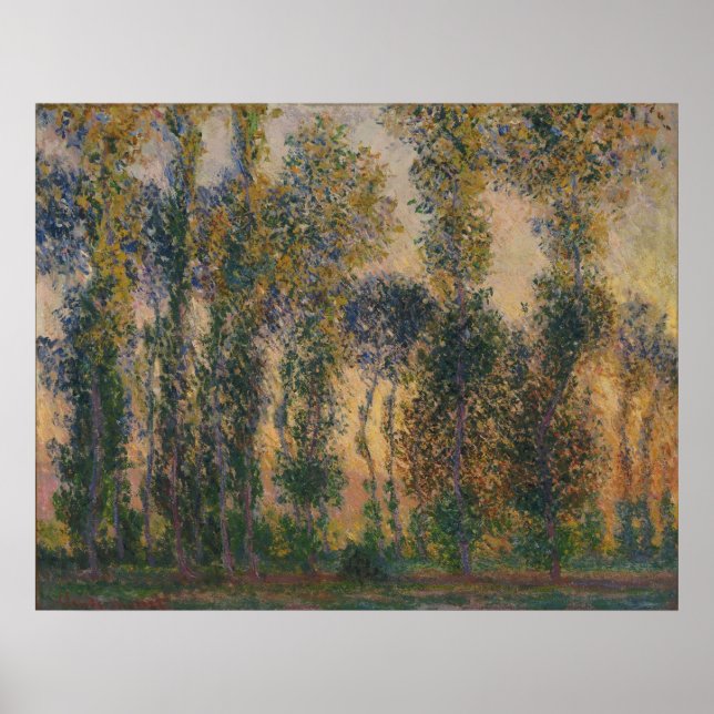 Poster Claude Monet - Poplars à Giverny, lever du soleil (Devant)