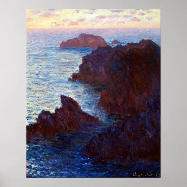 Poster Claude Monet Rocks à Belle-lle, Port-Domois (Devant)