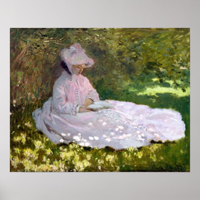 Poster Claude Monet Springtime Impressionnisme peinture (Devant)
