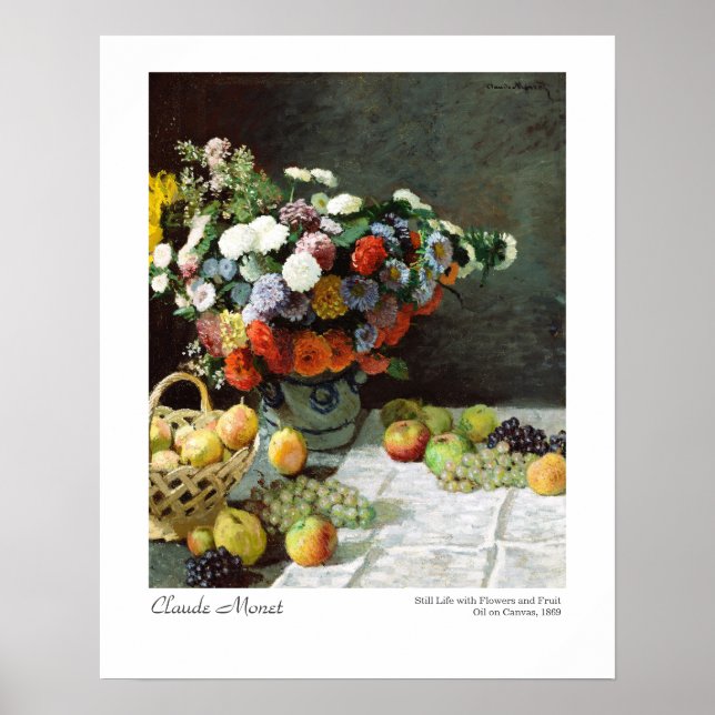 Poster Claude Monet Still Life avec Fleurs et Fruits (Devant)