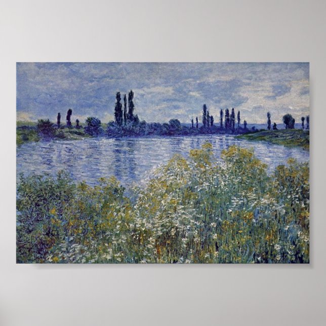 Poster Claude Monet - Sur la rive de la Seine à Vetheuil (Devant)