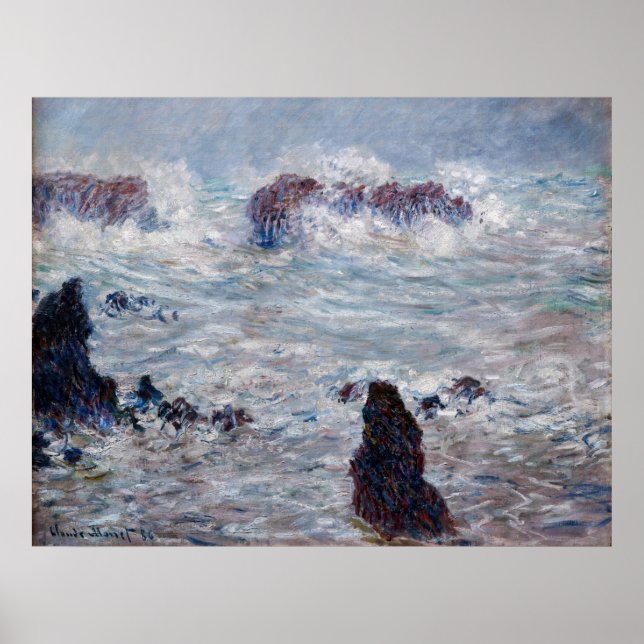 Poster Claude Monet - Tempête au large de la côte Belle-Î (Devant)
