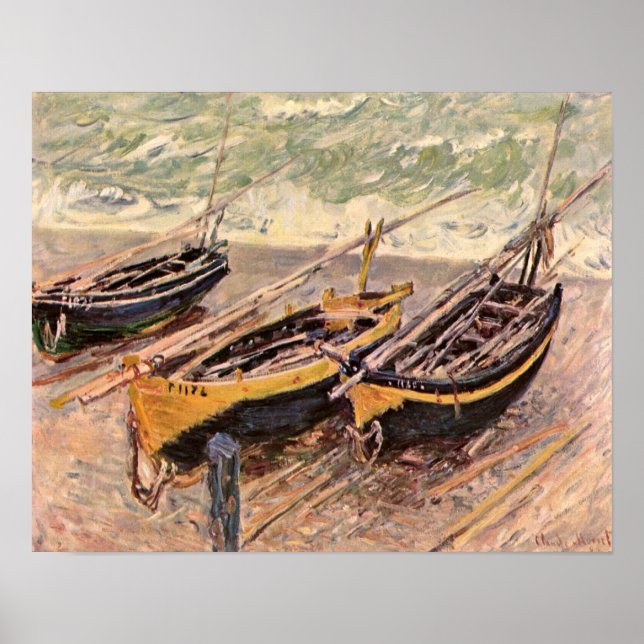 Poster Claude Monet - Trois bateaux de pêche (Devant)
