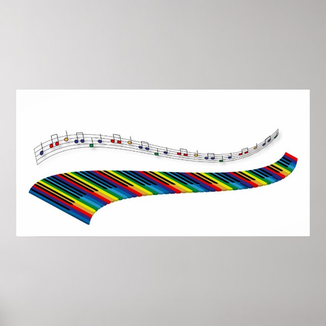 Poster Clavier de piano coloré (Devant)