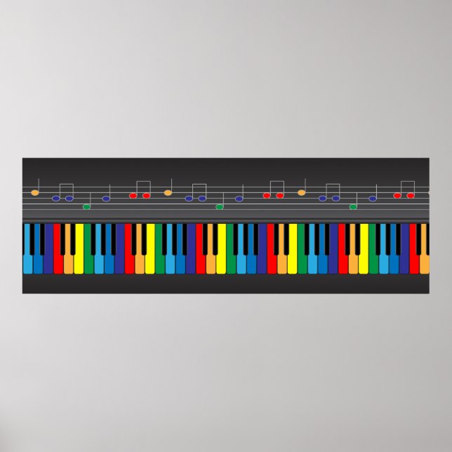 Poster Clavier de piano coloré (Devant)
