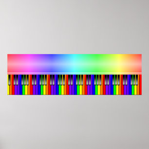 Poster Clavier de piano d'arc-en-ciel