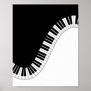 Poster Clavier de piano design de musique noir et blanc