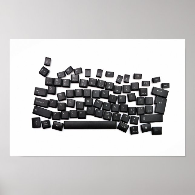Poster clavier dyslexie clavier ordinateur lettre bouton  (Devant)
