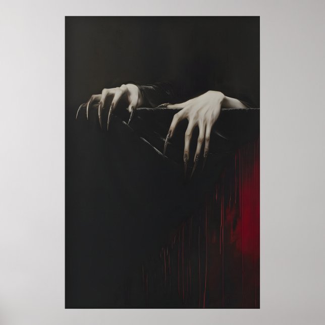 Poster Clawed Hands Dracula Vampire Print, Gothic Art Dar (Devant)