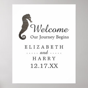 Poster Clay Seahorse Beach Mariage Bienvenue