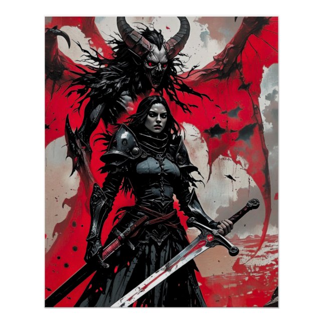 Poster Claymore Imaginaire foncé Guerrier gothique (Devant)