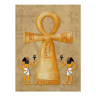 Poster Clé Ankh de la vie sur hiéroglyphe