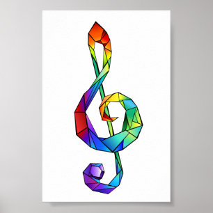 Poster Clé de musique arc-en-ciel