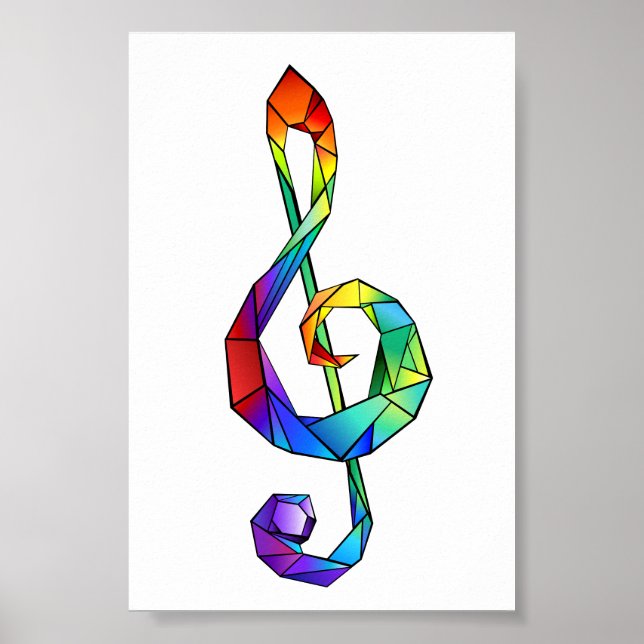 Poster Clé de musique arc-en-ciel (Devant)