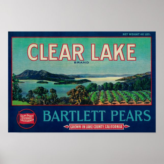 Poster Clear Lake Pear Crate LabelLake County, CA (Devant)