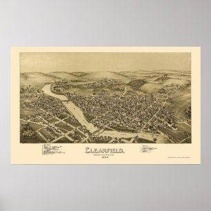 Poster Clearfield, PA Carte panoramique - 1895
