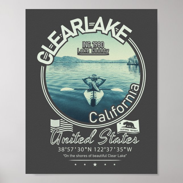 POSTER CLEARLAKE CALIFORNIA - MONT KONOCTI (Devant)