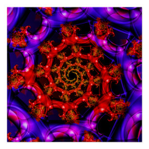 Poster Clearly Art fractal rouge et bleu