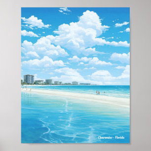 Poster Clearwater Florida USA Espagne Vintage voyage