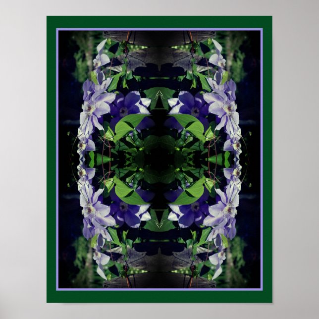 Poster Clematis Violet Sur La Clôture Dans Le Soleil Abst (Devant)