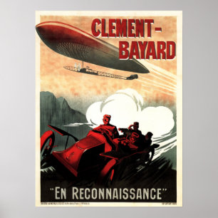 Poster CLEMENT BAYARD AUTOMOBILES Zeppelin Vintage Car