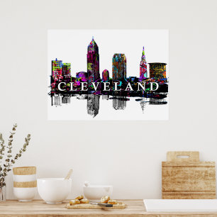Poster Cleveland, Ohio en graffiti