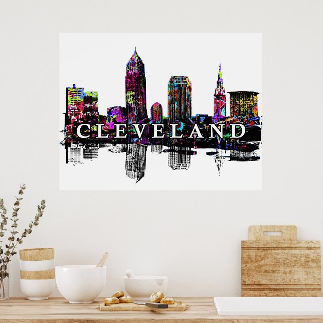 Poster Cleveland, Ohio en graffiti (Cuisine)