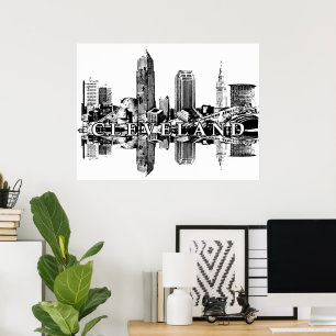 Poster Cleveland, Ohio en noir et blanc