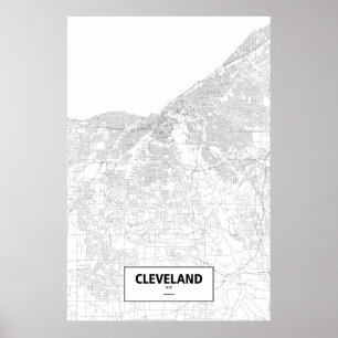 Poster Cleveland, Ohio (noir sur le blanc)