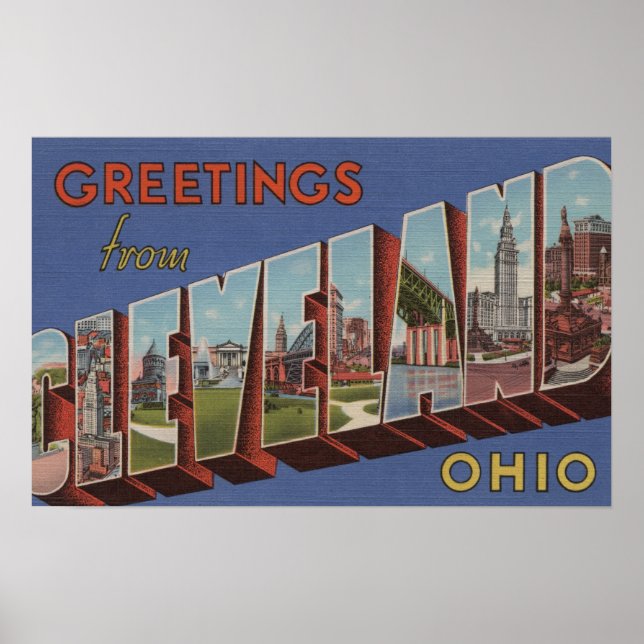 Poster Cleveland, Ohio - Scènes de grandes lettres 3 (Devant)
